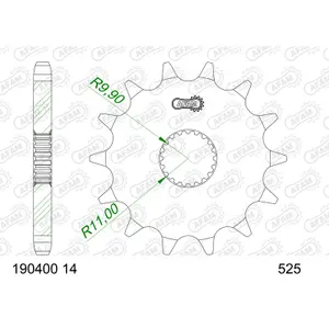 Front steel motorcycle sprocket Afam 525 14 dents image-0