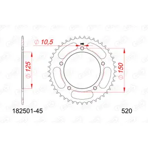 Rear steel motorcycle sprocket Afam 520 45 dents image-0