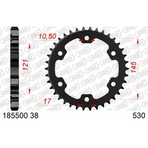 Rear steel motorcycle sprocket Afam 530 38 dents image-0