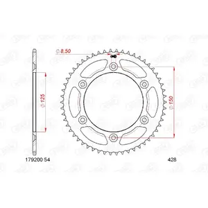 Rear steel motorcycle sprocket Afam 428 54 dents image-0