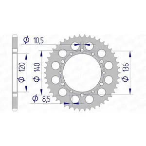 Aluminium Motorcycle Sprocket Afam 520 42T image-0
