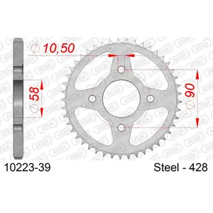 Steel sprocket Afam 428 39 dents image-0