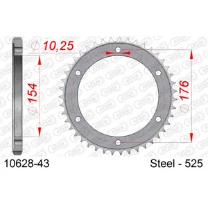 Pignon en acier Afam 525 43 dents image-0