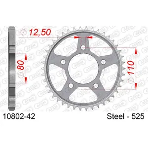 Roda dentada de aço Afam 525 42 dents image-0