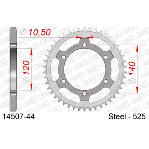 Steel sprocket Afam 525 44 dents image-0