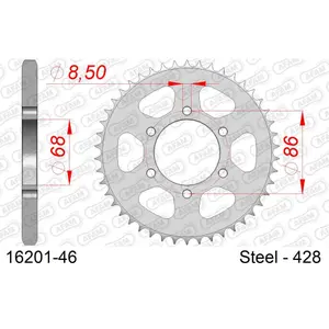 Steel sprocket Afam 428 46 dents image-0