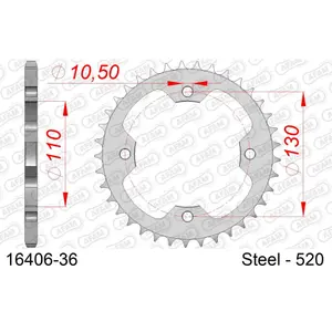 Steel sprocket Afam 520 36 dents image-0