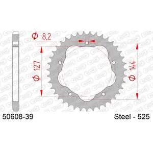 Πινιόν πίσω από χάλυβα για μοτοσικλέτα Afam 525 39 dents image-0