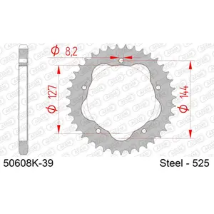 Πινιόν πίσω από χάλυβα για μοτοσικλέτα Afam 525 39 dents image-0