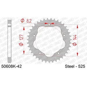 Πινιόν πίσω από χάλυβα για μοτοσικλέτα Afam 525 42 dents image-0