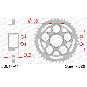 Πινιόν πίσω από χάλυβα για μοτοσικλέτα Afam 520 41 dents image-0