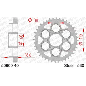 Πινιόν πίσω από χάλυβα για μοτοσικλέτα Afam 530 40 dents image-0