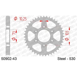 Πινιόν πίσω από χάλυβα για μοτοσικλέτα Afam 530 43 dents image-0