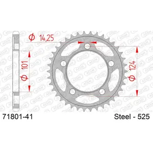 Rear steel motorcycle sprocket Afam 525 41 dents image-0