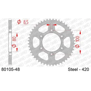 Πινιόν πίσω από χάλυβα για μοτοσικλέτα Afam 420 48 dents image-0