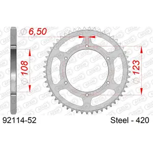 Rear steel motorcycle sprocket Afam 420 52 dents image-0