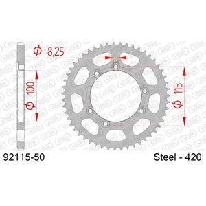Πινιόν πίσω από χάλυβα για μοτοσικλέτα Afam 420 50 dents image-0