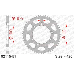 Πινιόν πίσω από χάλυβα για μοτοσικλέτα Afam 420 51 dents image-0