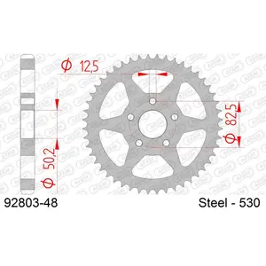 Rear steel motorcycle sprocket Afam 530 48 dents image-0