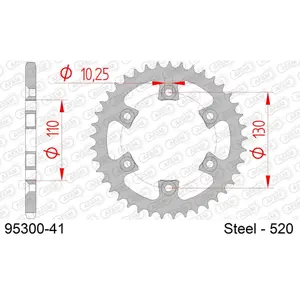 Rear steel motorcycle sprocket Afam 520 41 dents image-0