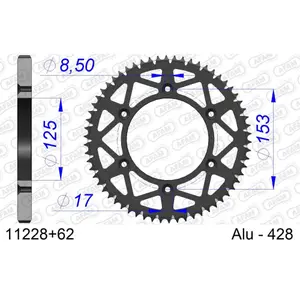 Sprocket Afam 428 62 dents