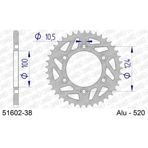 Πίσω αλουμινένιο πινιόν μοτοσικλέτας Afam 520 38 dents image-0