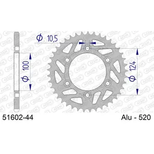 Πίσω αλουμινένιο πινιόν μοτοσικλέτας Afam 520 44 dents image-0