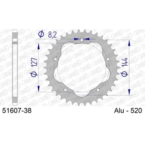 Πίσω αλουμινένιο πινιόν μοτοσικλέτας Afam 520 38 dents image-0