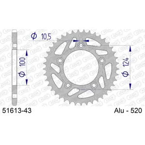 Πίσω αλουμινένιο πινιόν μοτοσικλέτας Afam 520 43 dents image-0