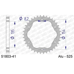 Πίσω αλουμινένιο πινιόν μοτοσικλέτας Afam 525 41 dents image-0