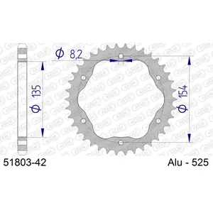 Πίσω αλουμινένιο πινιόν μοτοσικλέτας Afam 525 42 dents image-0