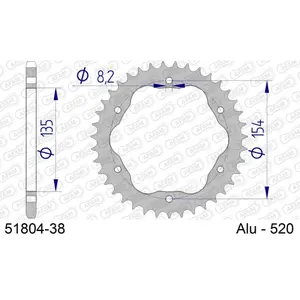 Πίσω αλουμινένιο πινιόν μοτοσικλέτας Afam 520 38 dents image-0