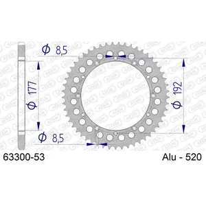 Πίσω αλουμινένιο πινιόν μοτοσικλέτας Afam 520 53 dents image-0