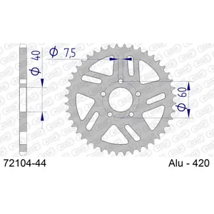 Πίσω αλουμινένιο πινιόν μοτοσικλέτας Afam 420 44 dents image-0