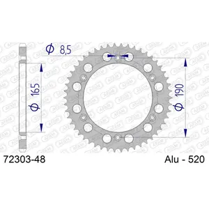 Rear aluminium motorcycle sprocket Afam 520 48 dents image-0