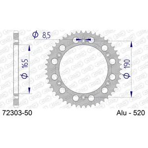 Rear aluminium motorcycle sprocket Afam 520 50 dents image-0