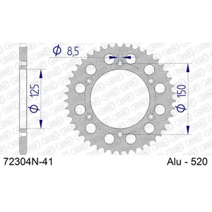 Rear aluminium motorcycle sprocket Afam 520 41 dents image-0