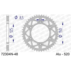 Πίσω αλουμινένιο πινιόν μοτοσικλέτας Afam 520 48 dents image-0