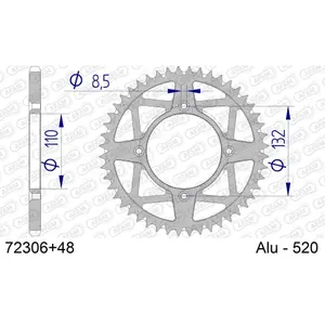 Rear aluminium motorcycle sprocket Afam 520 48 dents image-0