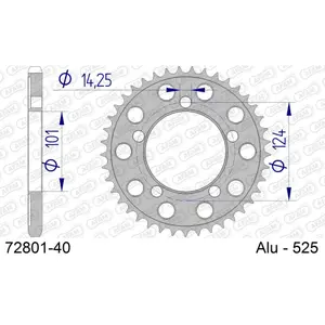 Rear aluminium motorcycle sprocket Afam 525 40 dents image-0