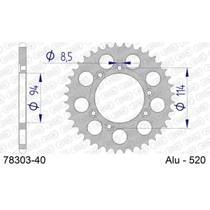 Πίσω αλουμινένιο πινιόν μοτοσικλέτας Afam 520 40 dents image-0