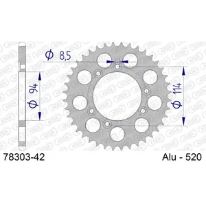 Πίσω αλουμινένιο πινιόν μοτοσικλέτας Afam 520 42 dents image-0