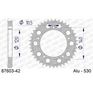 Πίσω αλουμινένιο πινιόν μοτοσικλέτας Afam 530 42 dents image-0