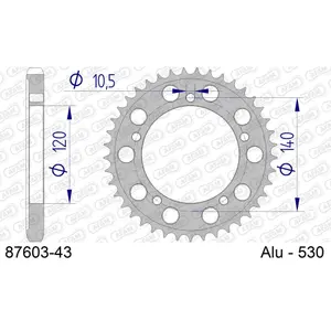 Πίσω αλουμινένιο πινιόν μοτοσικλέτας Afam 530 43 dents image-0