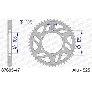 Rear steel motorcycle sprocket Afam 525 47 dents image-0