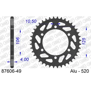 Rear aluminium motorcycle sprocket Afam 520 49 dents image-0