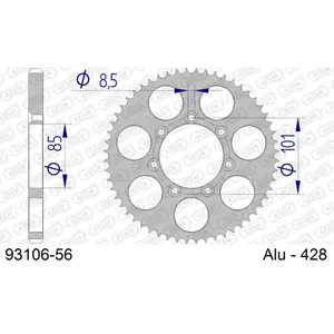 Πίσω αλουμινένιο πινιόν μοτοσικλέτας Afam 428 56 dents image-0
