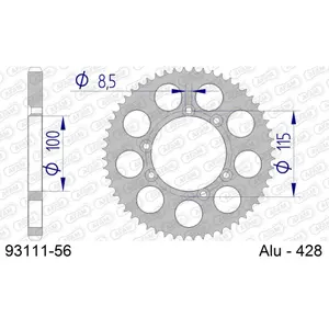 Πίσω αλουμινένιο πινιόν μοτοσικλέτας Afam 428 56 dents image-0