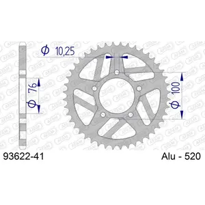 Πίσω αλουμινένιο πινιόν μοτοσικλέτας Afam 520 41 dents image-0