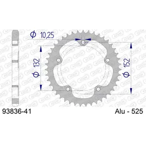 Πίσω αλουμινένιο πινιόν μοτοσικλέτας Afam 525 41 dents image-0